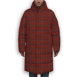 ScotsTee Shop Scottish MacDonald of Staffa 3 Premium Tartan Long Down Jacket Winter White Duck Down Plaid