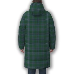 ScotsTee Shop Scottish Irvine of Drum Premium Tartan Long Down Jacket Winter White Duck Down Plaid