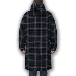 ScotsTee Shop Scottish Navy Formal Dress Premium Tartan Long Down Jacket Winter White Duck Down Plaid