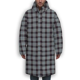 ScotsTee Shop Scottish Royal Canadian Air Force Premium Tartan Long Down Jacket Winter White Duck Down Plaid