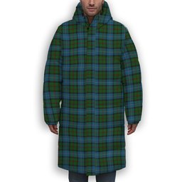 ScotsTee Shop Scottish MacLeod of Assynt Premium Tartan Long Down Jacket Winter White Duck Down Plaid