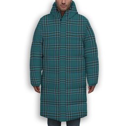 ScotsTee Shop Scottish Kelly Dress Modern Premium Tartan Long Down Jacket Winter White Duck Down Plaid