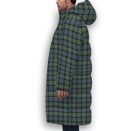 ScotsTee Shop Scottish MacDonell Of Glengarry Ancient Premium Tartan Long Down Jacket Winter White Duck Down Plaid