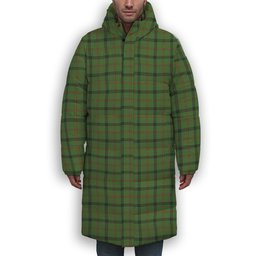 ScotsTee Shop Scottish Strachan Hunting Premium Tartan Long Down Jacket Winter White Duck Down Plaid