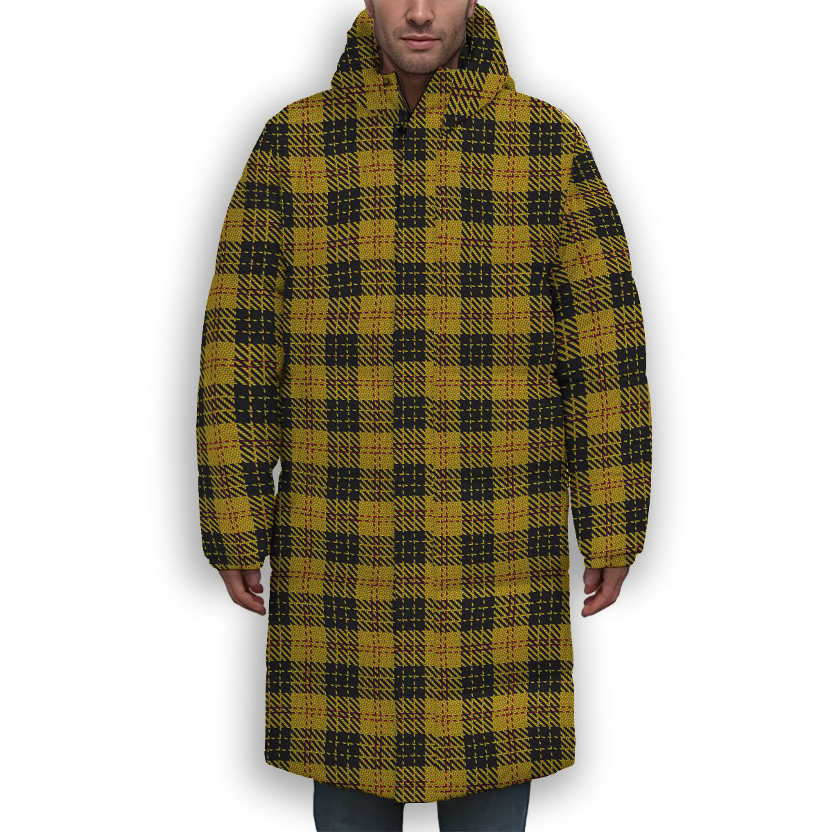 ScotsTee Shop Scottish MacLeod 1831 Premium Tartan Long Down Jacket Winter White Duck Down Plaid