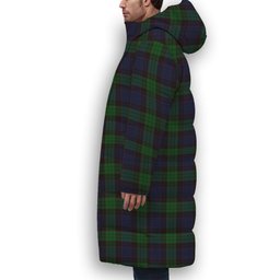 ScotsTee Shop Scottish Stewart Old Premium Tartan Long Down Jacket Winter White Duck Down Plaid