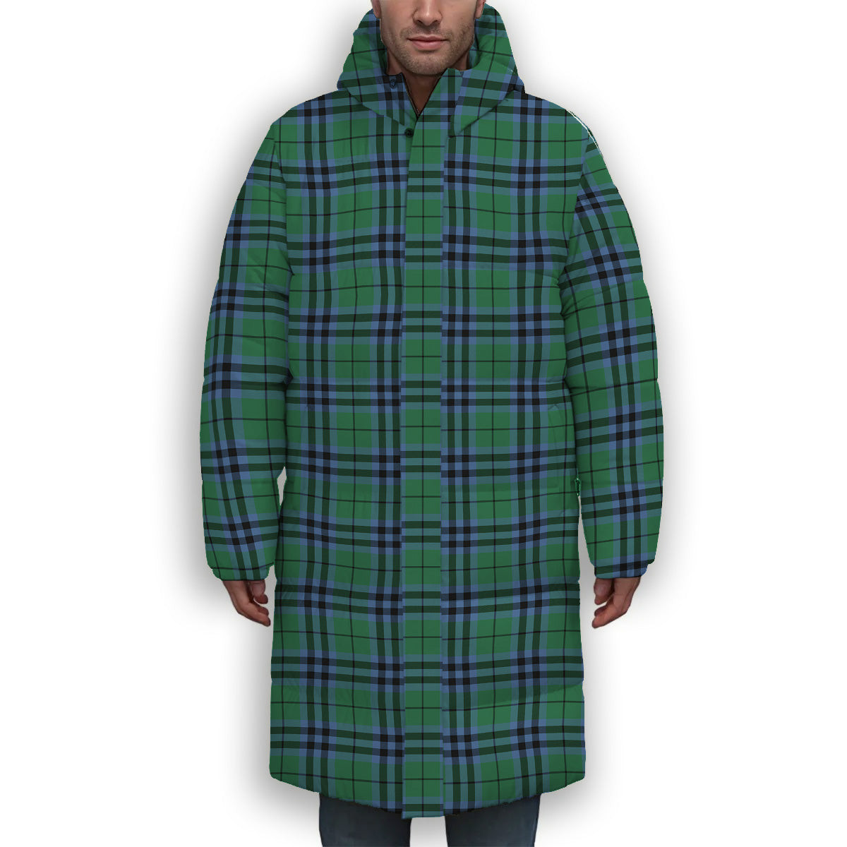 ScotsTee Shop Scottish Keith Ancient Premium Tartan Long Down Jacket Winter White Duck Down Plaid