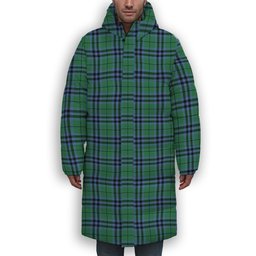 ScotsTee Shop Scottish Keith Ancient Premium Tartan Long Down Jacket Winter White Duck Down Plaid