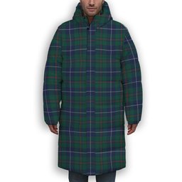 ScotsTee Shop Scottish Irvine of Bonshaw Tower Modern Premium Tartan Long Down Jacket Winter White Duck Down Plaid
