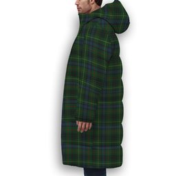 ScotsTee Shop Scottish Stewart Hunting Modern Premium Tartan Long Down Jacket Winter White Duck Down Plaid