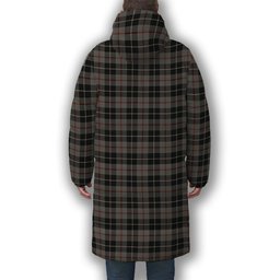 ScotsTee Shop Scottish Thompson Society Grey Premium Tartan Long Down Jacket Winter White Duck Down Plaid