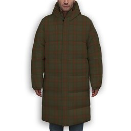 ScotsTee Shop Scottish Gray Premium Tartan Long Down Jacket Winter White Duck Down Plaid
