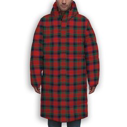 ScotsTee Shop Scottish McDuff Modern Premium Tartan Long Down Jacket Winter White Duck Down Plaid