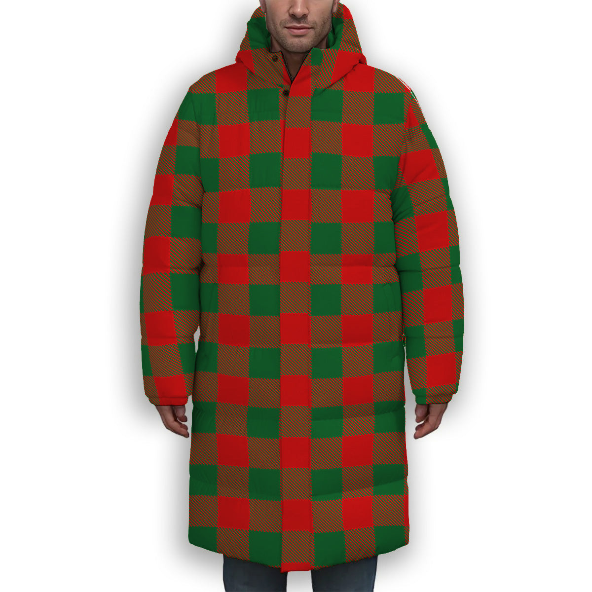 ScotsTee Shop Scottish Moncrieff Modern Premium Tartan Long Down Jacket Winter White Duck Down Plaid