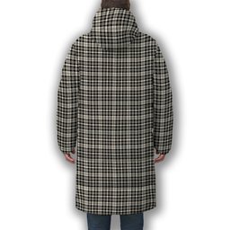 ScotsTee Shop Scottish Scott Black and White Modern Premium Tartan Long Down Jacket Winter White Duck Down Plaid