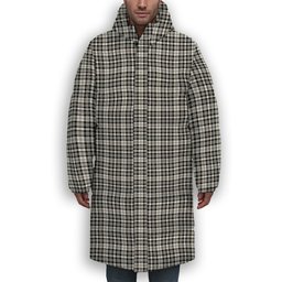 ScotsTee Shop Scottish Scott Black and White Modern Premium Tartan Long Down Jacket Winter White Duck Down Plaid