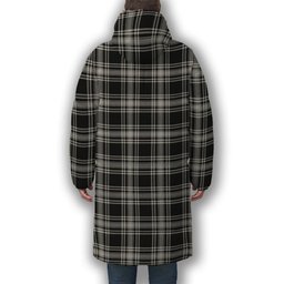 ScotsTee Shop Scottish Menzies Black and White Premium Tartan Long Down Jacket Winter White Duck Down Plaid