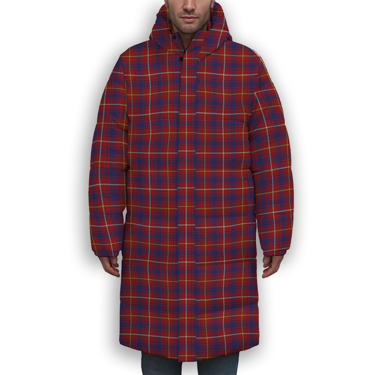 ScotsTee Shop Scottish MacKeever Premium Tartan Long Down Jacket Winter White Duck Down Plaid