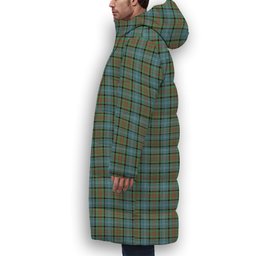 ScotsTee Shop Scottish Paisley District Premium Tartan Long Down Jacket Winter White Duck Down Plaid