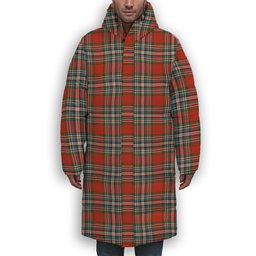 ScotsTee Shop Scottish McFarland Red Ancient Premium Tartan Long Down Jacket Winter White Duck Down Plaid