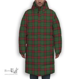 ScotsTee Shop Scottish Maxwell Hunting Modern Premium Tartan Long Down Jacket Winter White Duck Down Plaid