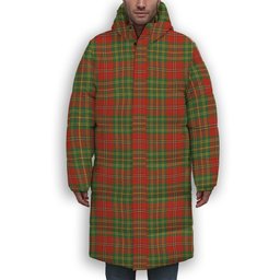 ScotsTee Shop Scottish Leask Ancient Premium Tartan Long Down Jacket Winter White Duck Down Plaid