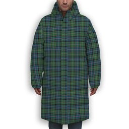 ScotsTee Shop Scottish Stirling Modern Premium Tartan Long Down Jacket Winter White Duck Down Plaid
