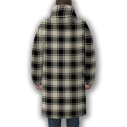 ScotsTee Shop Scottish MacFie Black & White Ancient Premium Tartan Long Down Jacket Winter White Duck Down Plaid