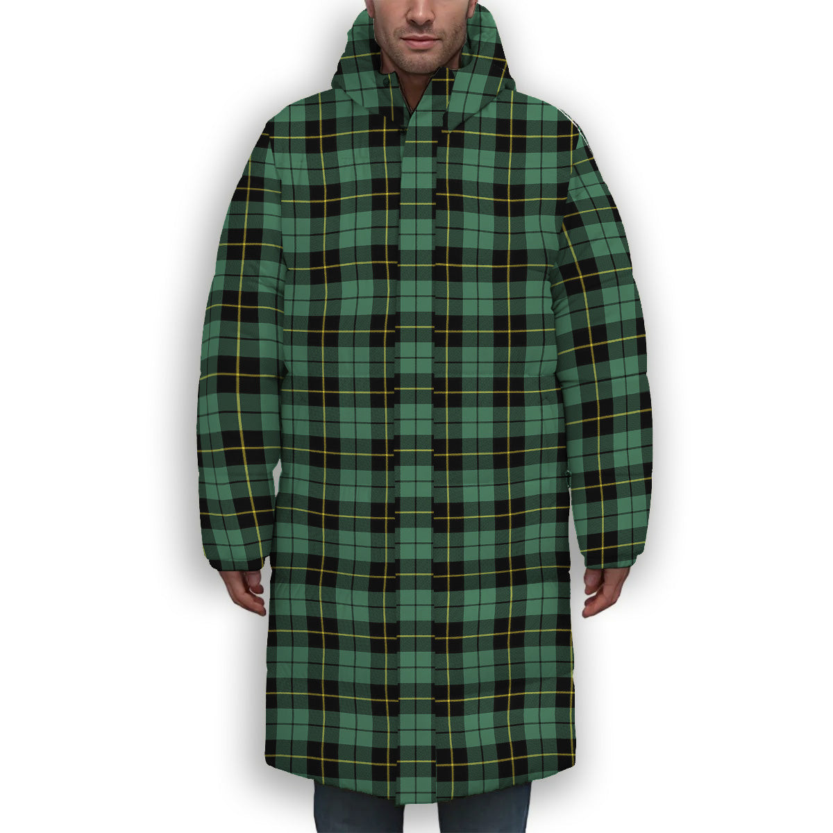 ScotsTee Shop Scottish Wallace Hunting Ancient Premium Tartan Long Down Jacket Winter White Duck Down Plaid