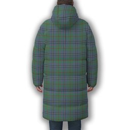 ScotsTee Shop Scottish Irvine of Glentulchan Ancient Premium Tartan Long Down Jacket Winter White Duck Down Plaid