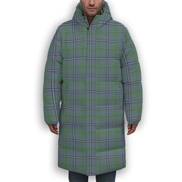 ScotsTee Shop Scottish Irvine of Glentulchan Ancient Premium Tartan Long Down Jacket Winter White Duck Down Plaid