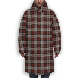 ScotsTee Shop Scottish MacDuff Dress 4 Premium Tartan Long Down Jacket Winter White Duck Down Plaid