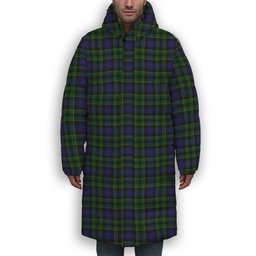 ScotsTee Shop Scottish Mowat Premium Tartan Long Down Jacket Winter White Duck Down Plaid