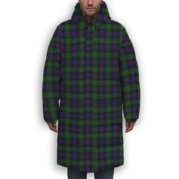 ScotsTee Shop Scottish Rose Hunting Premium Tartan Long Down Jacket Winter White Duck Down Plaid