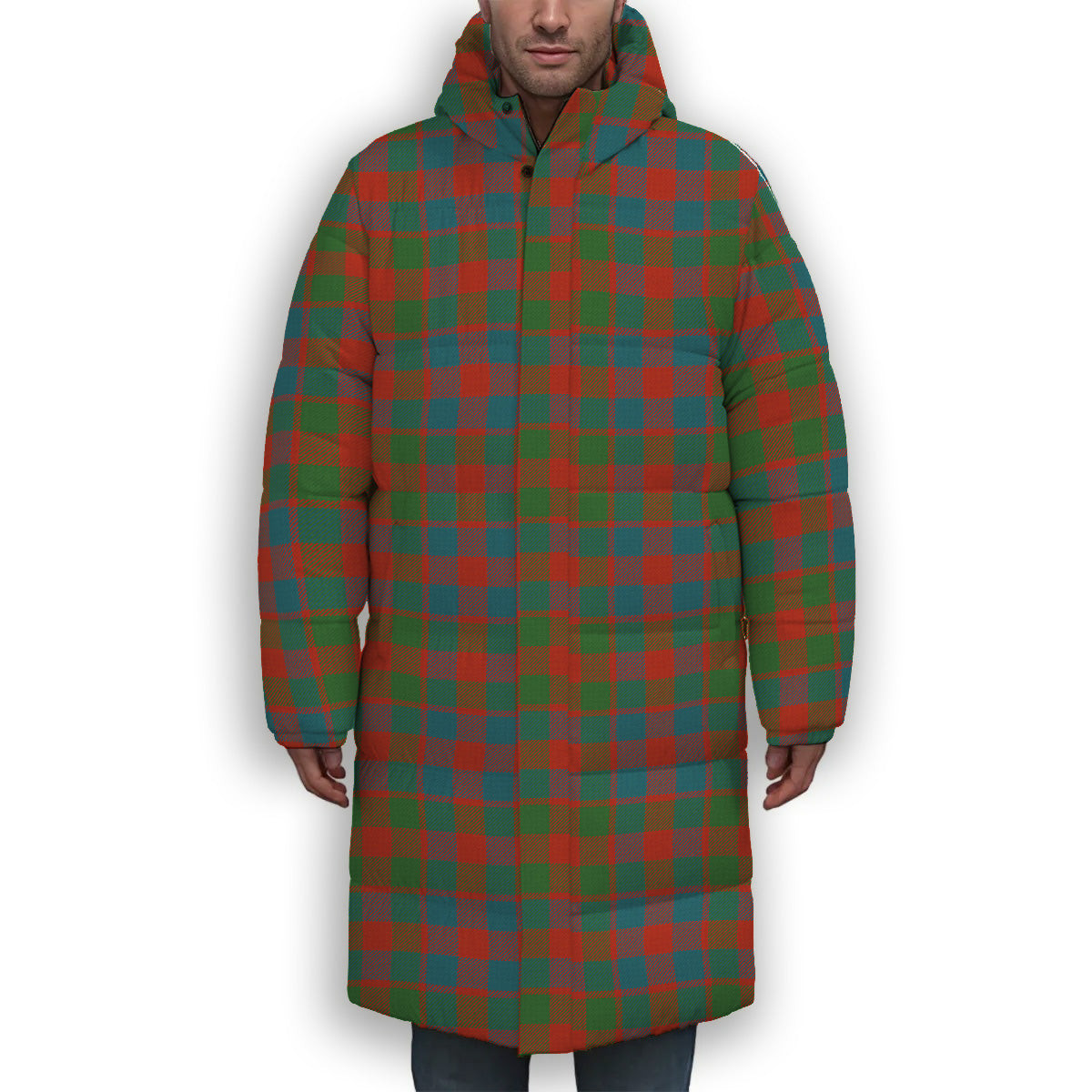 ScotsTee Shop Scottish McGowan Ancient Premium Tartan Long Down Jacket Winter White Duck Down Plaid