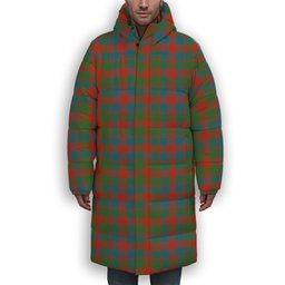 ScotsTee Shop Scottish McGowan Ancient Premium Tartan Long Down Jacket Winter White Duck Down Plaid