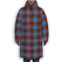 ScotsTee Shop Scottish Pennycook Premium Tartan Long Down Jacket Winter White Duck Down Plaid