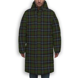 ScotsTee Shop Scottish MacRae Hunting Premium Tartan Long Down Jacket Winter White Duck Down Plaid