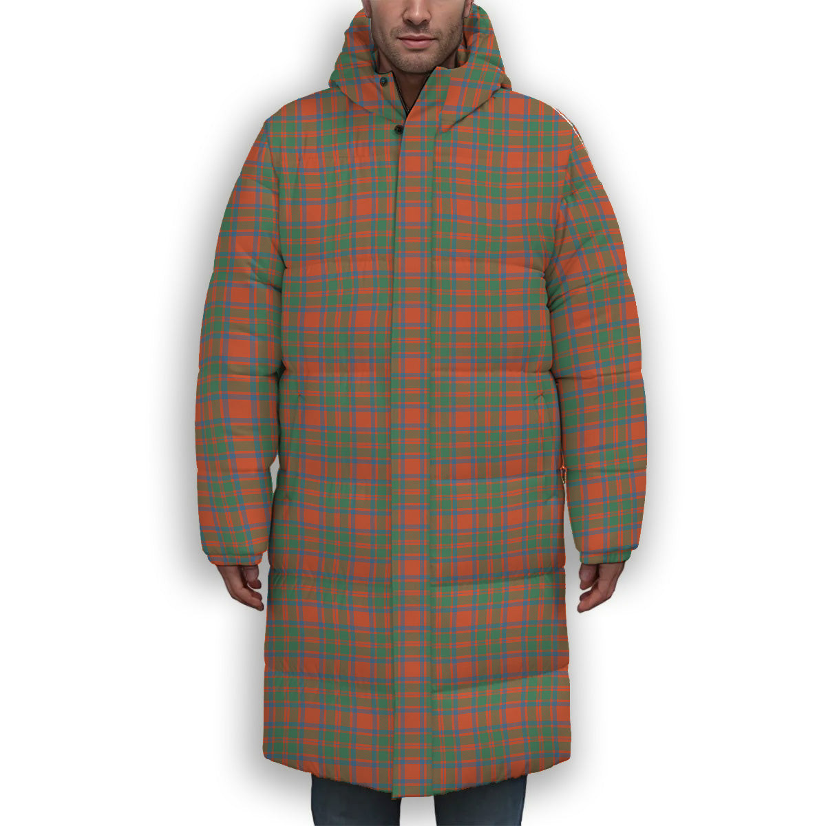 ScotsTee Shop Scottish McIntosh Ancient Premium Tartan Long Down Jacket Winter White Duck Down Plaid