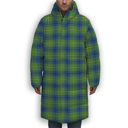 ScotsTee Shop Scottish Johnston Ancient Premium Tartan Long Down Jacket Winter White Duck Down Plaid