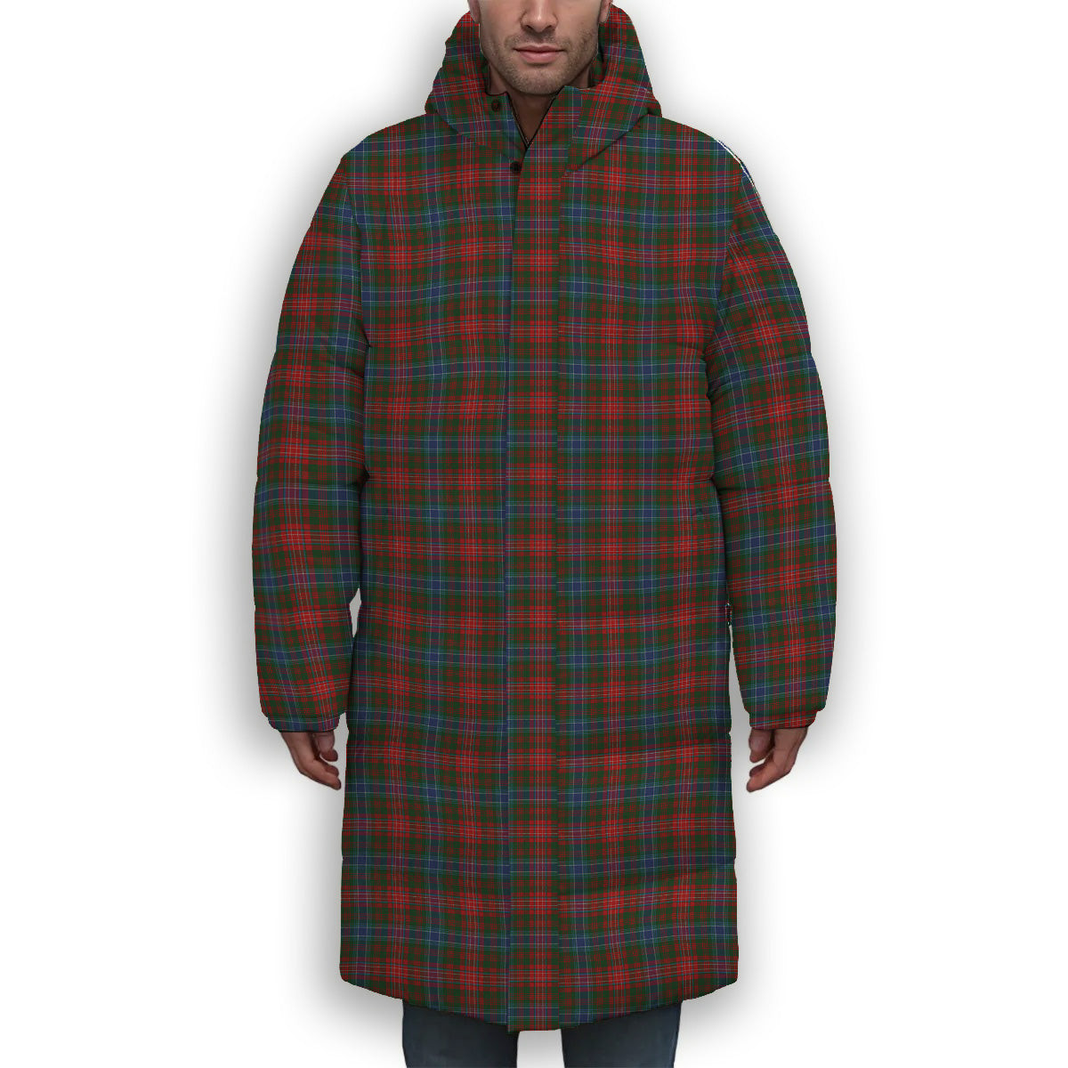 ScotsTee Shop Scottish Wilson Janet 2 Premium Tartan Long Down Jacket Winter White Duck Down Plaid