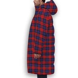 ScotsTee Shop Scottish Graham of Menteith Red Premium Tartan Long Down Jacket Winter White Duck Down Plaid