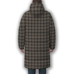 ScotsTee Shop Scottish Harris Mist Premium Tartan Long Down Jacket Winter White Duck Down Plaid