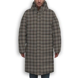 ScotsTee Shop Scottish Harris Mist Premium Tartan Long Down Jacket Winter White Duck Down Plaid
