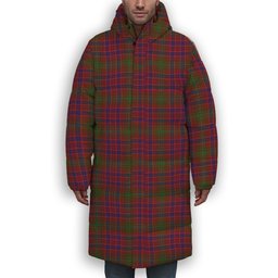 ScotsTee Shop Scottish Lumsden Short Premium Tartan Long Down Jacket Winter White Duck Down Plaid