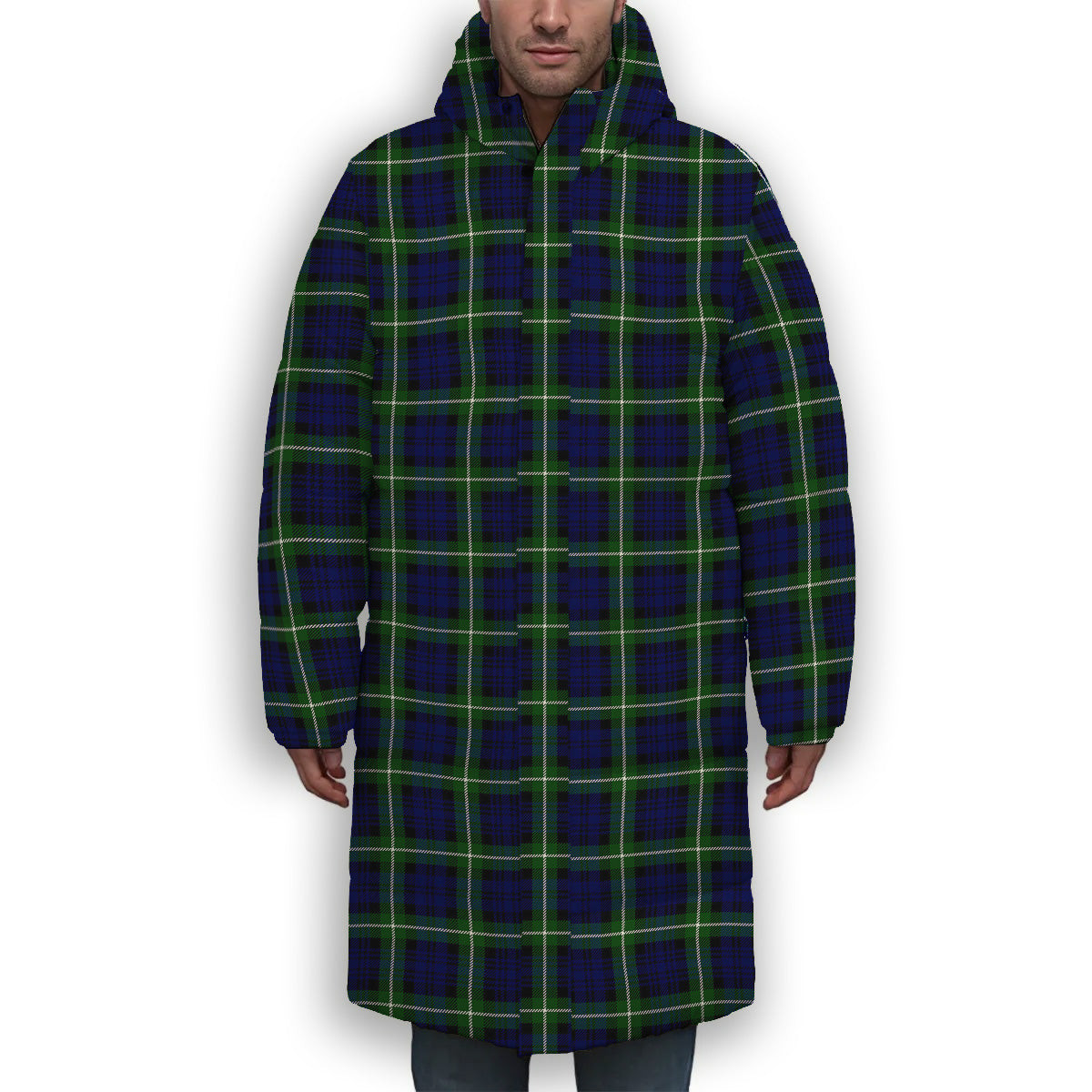 ScotsTee Shop Scottish Lammie Premium Tartan Long Down Jacket Winter White Duck Down Plaid