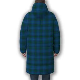 ScotsTee Shop Scottish Sutherland Hunting Modern Premium Tartan Long Down Jacket Winter White Duck Down Plaid