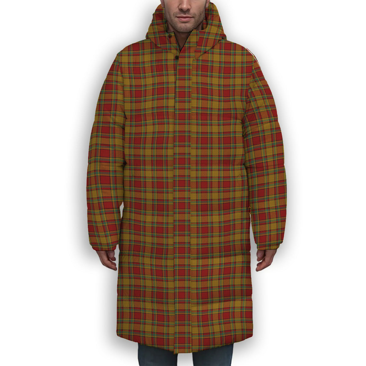 ScotsTee Shop Scottish Scrimgeour of Glassary Premium Tartan Long Down Jacket Winter White Duck Down Plaid