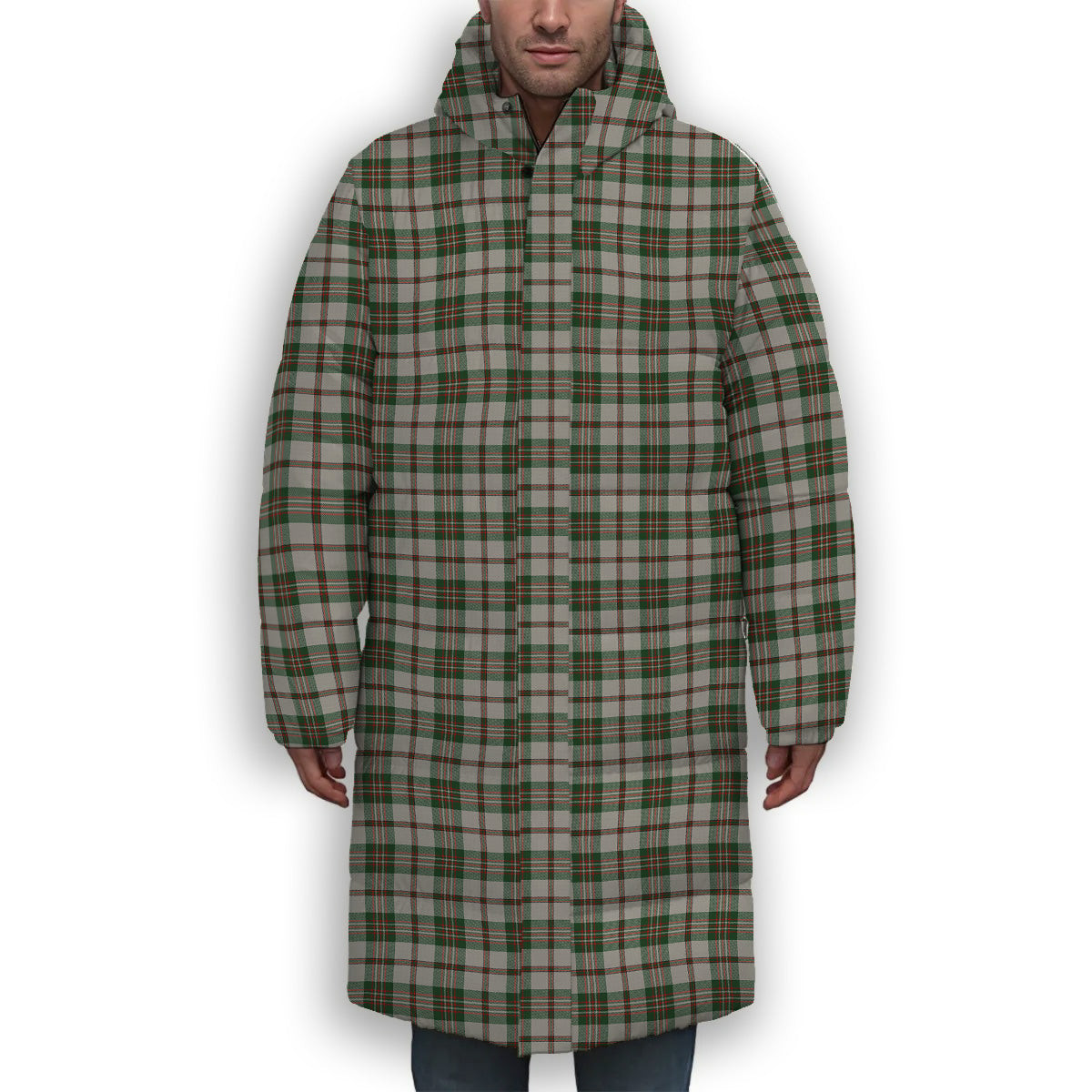ScotsTee Shop Scottish Scott Dress 2 Premium Tartan Long Down Jacket Winter White Duck Down Plaid