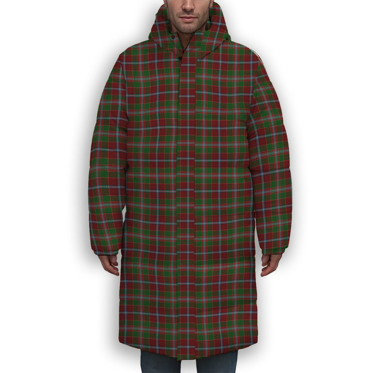 ScotsTee Shop Scottish Moray of Abercairny Premium Tartan Long Down Jacket Winter White Duck Down Plaid